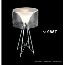Lumières de table en verre à base d&#39;acier transparent en acier à design moderne (988T)